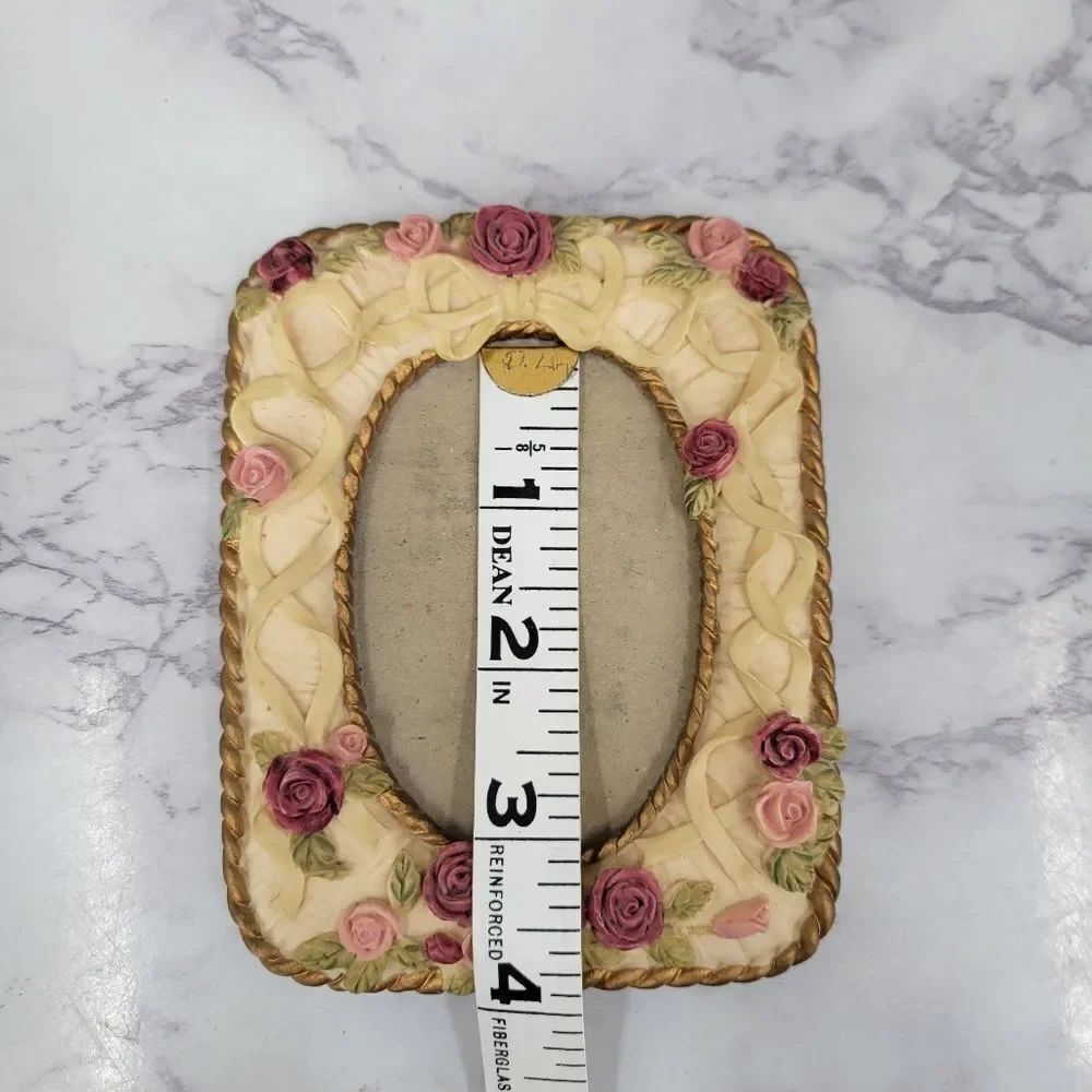 Vintage Dezine Hand Painted Floral Cream and Pink Photo Frame - Picture 8 of 9